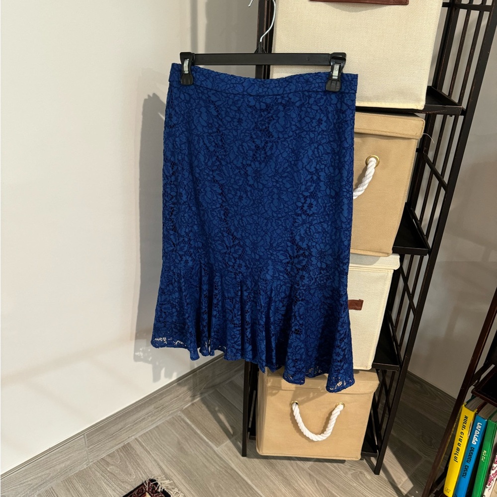 J. Crew Blue Midi Trumpet Skirt